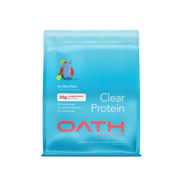 Oath Nutrition Clear Protein Powder – Icy Blue Raspberry, Whey Isolate, Gluten-Free, 18 Servings