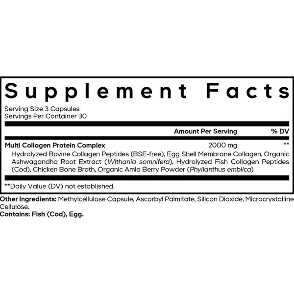 Codeage Multi Collagen Capsules – Hydrolyzed Collagen Peptides, Unflavored, 90 Capsules