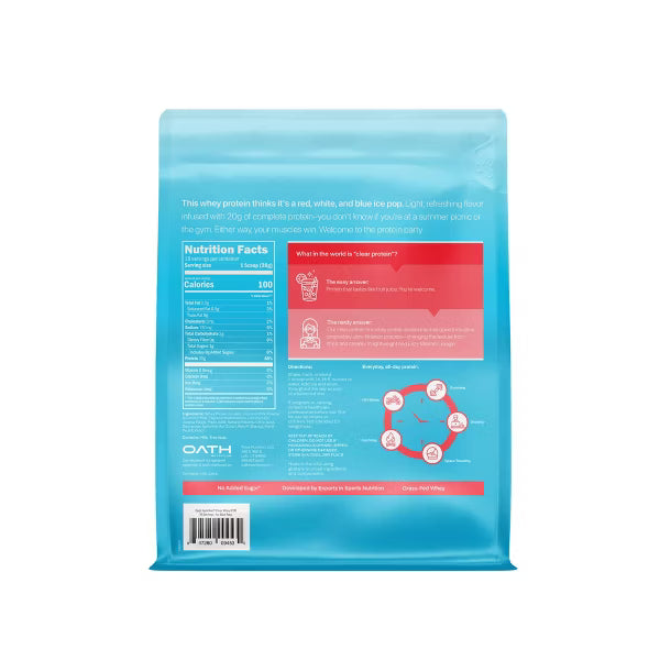 Oath Nutrition Clear Protein Powder – Icy Blue Raspberry, Whey Isolate, Gluten-Free, 18 Servings