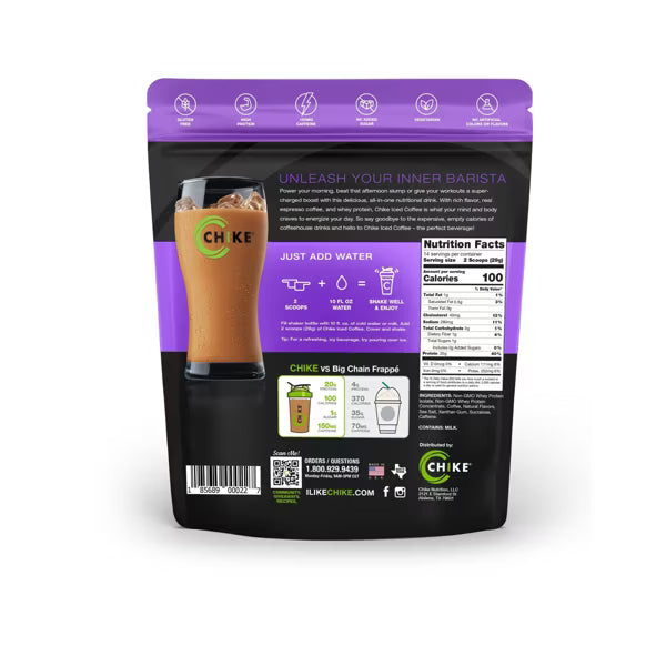 Chike Nutrition Protein Iced Coffee Powder – Caramel Flavor, Whey Protein Isolate, 14.3oz