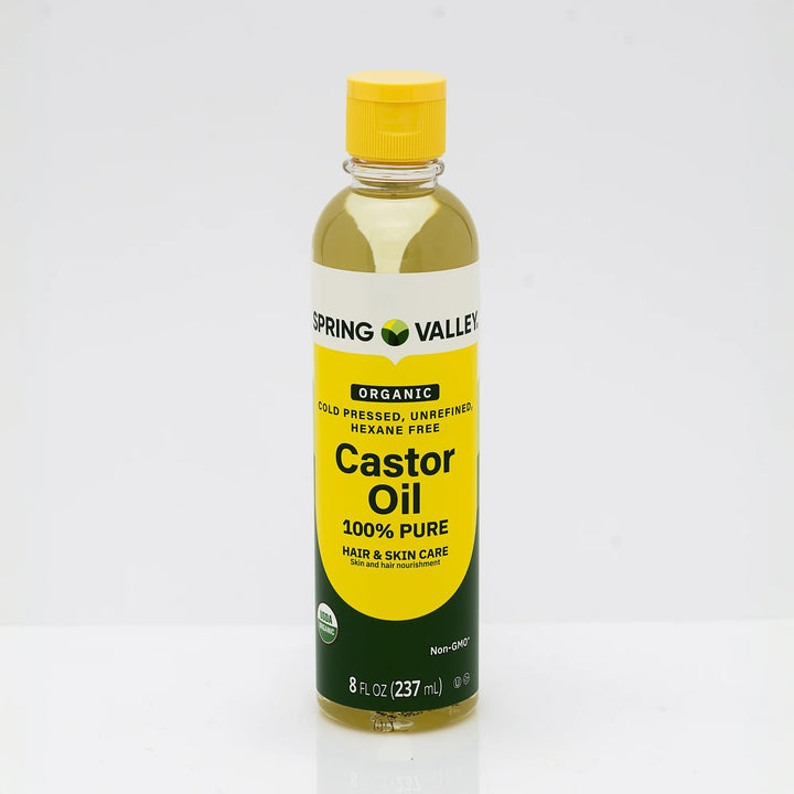 Spring Valley Organic Cold-Pressed Castor Oil 8 fl oz – Unrefined & Hexane-Free for Hair & Skin