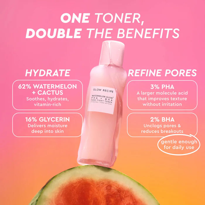 Glow Recipe Watermelon Glow PHA + BHA Pore-Tight Toner, 5.07 oz 150ml