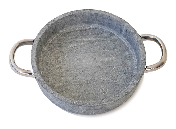 Cookstone Efestus 2.2 L Soapstone Sauté Pan with 24 cm Heat Diffuser Plate – Handmade, Non-stick