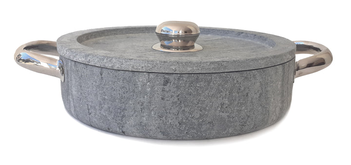 Cookstone Efestus 2.2 L Soapstone Sauté Pan with 24 cm Heat Diffuser Plate – Handmade, Non-stick